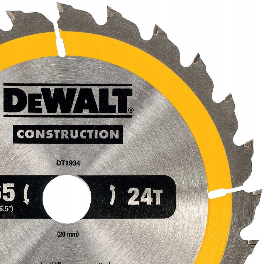 Lame De Scie Circulaire DeWalt DT1934-QZ 165 Mm, 24 Dents - Coupe Précise & Durable